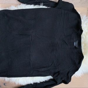 Black ribbed cotton blend sweater